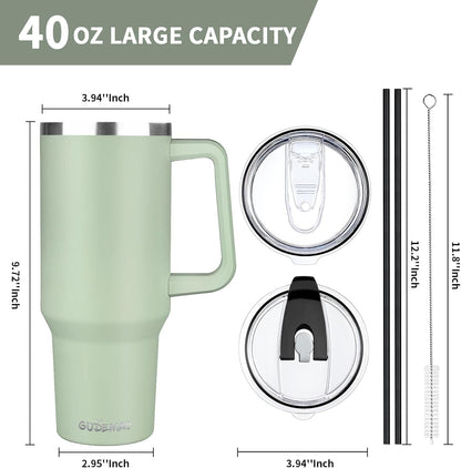 30 oz Tumbler with Handle, Stainless Steel Insulated Tumbler with Lid and Straw, Double Wall Vacuum Coffee Mug Tumbler, Insulated Coffee Thermal Cup for Cold and Hot (Yellow)