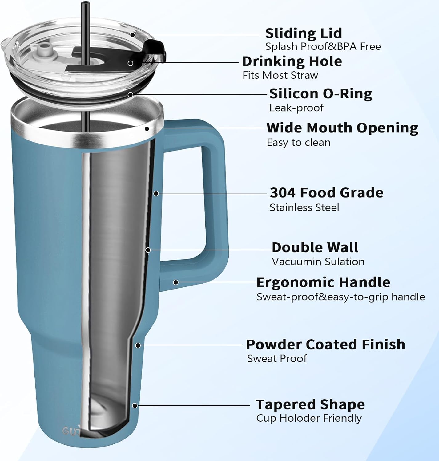 30 oz Tumbler with Handle, Stainless Steel Insulated Tumbler with Lid and Straw, Double Wall Vacuum Coffee Mug Tumbler, Insulated Coffee Thermal Cup for Cold and Hot (Yellow)