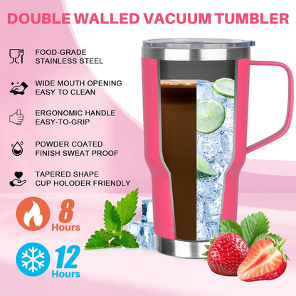30 oz Tumbler with Handle, Stainless Steel Insulated Tumbler with Lid and Straw, Double Wall Vacuum Coffee Mug Tumbler, Insulated Coffee Thermal Cup for Cold and Hot (Yellow)