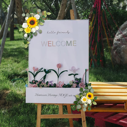 2 Pack Wedding Arch Faux Flowers,20 x 12 in Wedding Welcome Signs Floral Decoration,Wedding Ceremony Reception Backdrop Decor,Rose Floral Arrangement, Indoor Outdoor Faux Flower Swag (Yellow)