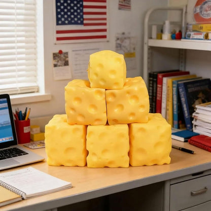 Giant Cheese Squishy, Slow Rising Stress Relief Gifts for Adults, 4.73Inch | Soft Giant Cheese Squishy Help Calm Anxiety. Easy to Clean, Portable, Safe TPR Material. Ideal for Office Home Travel, Yellow