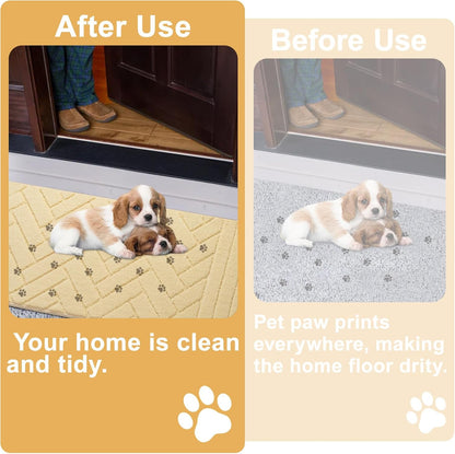 Indoor Doormat,Front Back Door Mat Rubber Backing Non Slip Door Mats 20"x32" Absorbent Resist Dirt Entrance Doormat Inside Floor Mats for Entryway Washable Low-Profile(Cream Yellow)