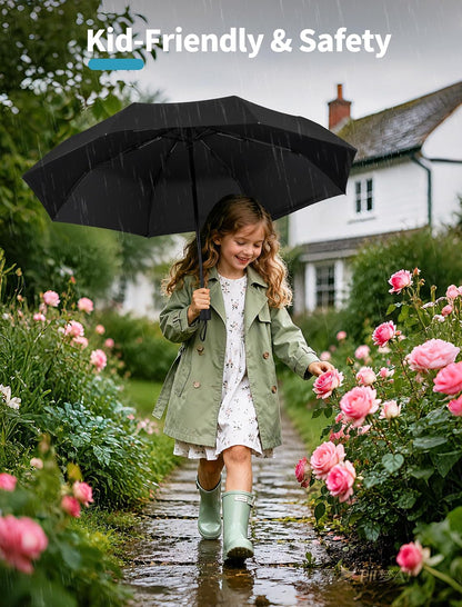 Compact Umbrella for Travel - Automatic Umbrellas for Rain & Sun Protection, Small Portable UV Umbrella for Car, Backpack, Walking, Folding Windproof Umbrellas for Kids, Women