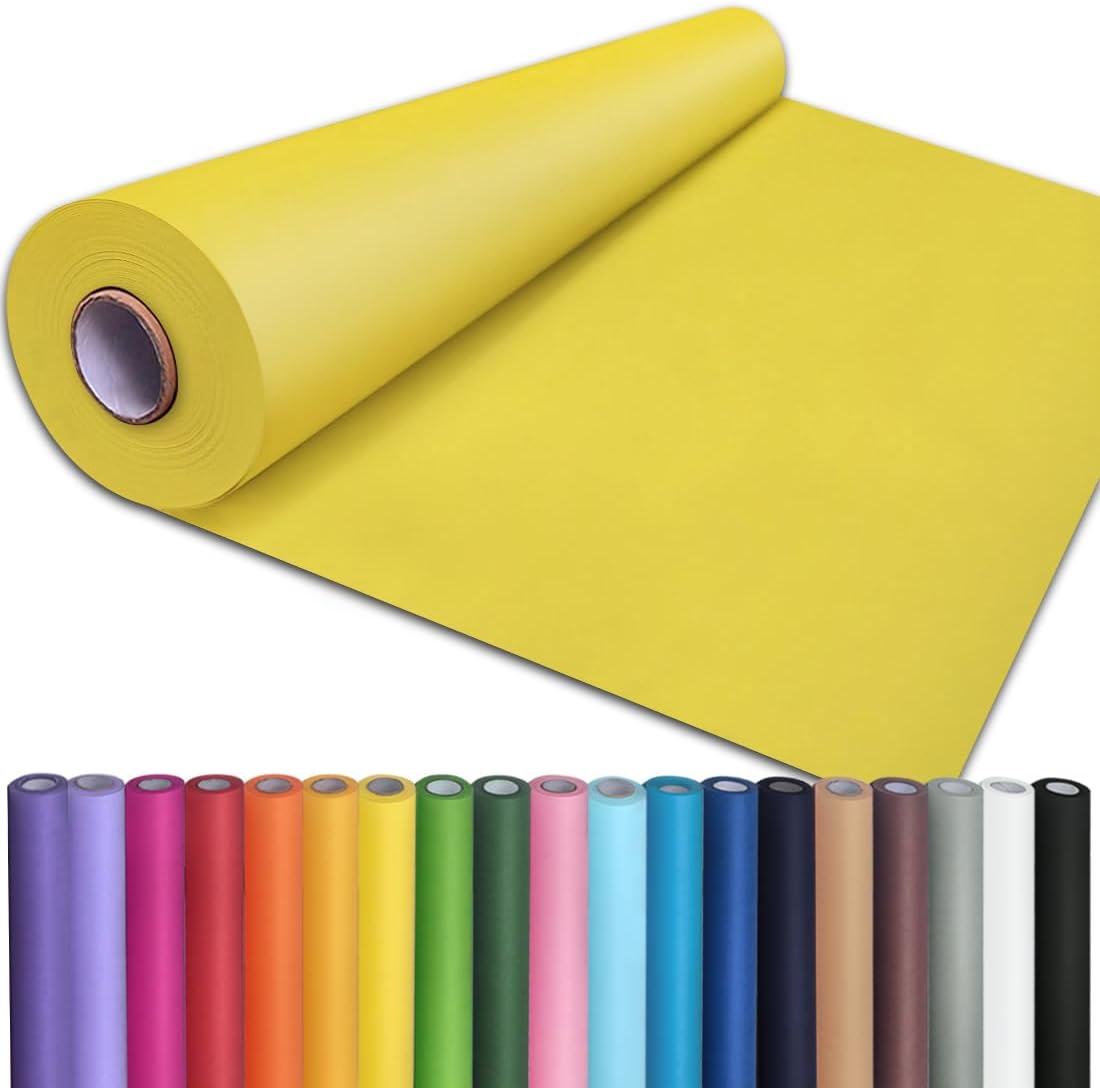 24" x 1,440" (120') Lemon Yellow Kraft Paper Roll for Craft Bulletin Board Paper Art Table Covering Crafting Gift Wrapping Bouquet Packing Parcel 80GSM 55LB (Lemon Yellow, 24" x 120')
