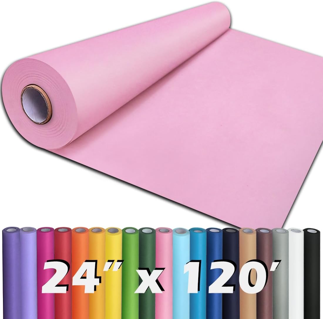 24" x 1,440" (120') Lemon Yellow Kraft Paper Roll for Craft Bulletin Board Paper Art Table Covering Crafting Gift Wrapping Bouquet Packing Parcel 80GSM 55LB (Lemon Yellow, 24" x 120')
