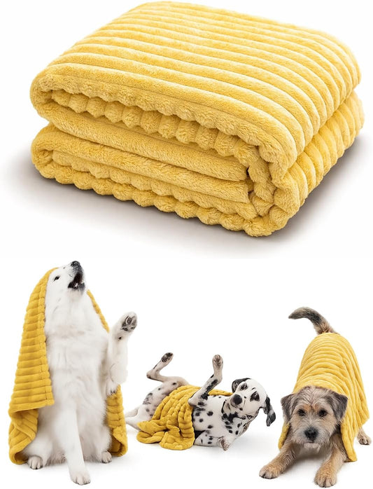 Emotional Support Blanket for Dogs, Bright Yellow Security Blanket, Calming Rabbit Hair Plush Pet Blankets, Soft Cozy Comfort Blankets for Crate, Sofa, Bed, Kennel & Travel (70×100cm)