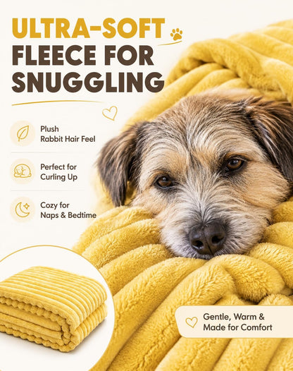 Emotional Support Blanket for Dogs, Bright Yellow Security Blanket, Calming Rabbit Hair Plush Pet Blankets, Soft Cozy Comfort Blankets for Crate, Sofa, Bed, Kennel & Travel (70×100cm)