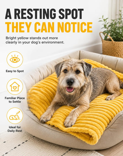 Emotional Support Blanket for Dogs, Bright Yellow Security Blanket, Calming Rabbit Hair Plush Pet Blankets, Soft Cozy Comfort Blankets for Crate, Sofa, Bed, Kennel & Travel (70×100cm)