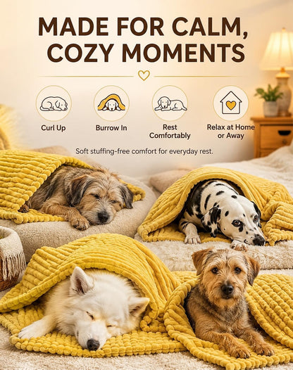 Emotional Support Blanket for Dogs, Bright Yellow Security Blanket, Calming Rabbit Hair Plush Pet Blankets, Soft Cozy Comfort Blankets for Crate, Sofa, Bed, Kennel & Travel (70×100cm)