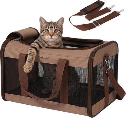 Cat Carrier Travel Bag, Airline Approved Lightweight Cat Carrier, Soft Sided Pet Carrier for Puppy Dogs Up to 18lbs, Collapsible Kitten Bag with Removable Waterproof Mat, Ventilated Mesh