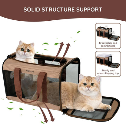 Cat Carrier Travel Bag, Airline Approved Lightweight Cat Carrier, Soft Sided Pet Carrier for Puppy Dogs Up to 18lbs, Collapsible Kitten Bag with Removable Waterproof Mat, Ventilated Mesh