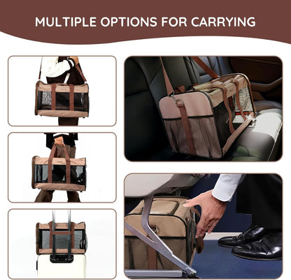 Cat Carrier Travel Bag, Airline Approved Lightweight Cat Carrier, Soft Sided Pet Carrier for Puppy Dogs Up to 18lbs, Collapsible Kitten Bag with Removable Waterproof Mat, Ventilated Mesh