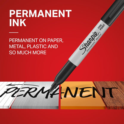 Permanent Markers, Fine Tip, 12 Count - Quick Drying, Fade Resistant, Arts & Crafts, Desk, Office Supplies