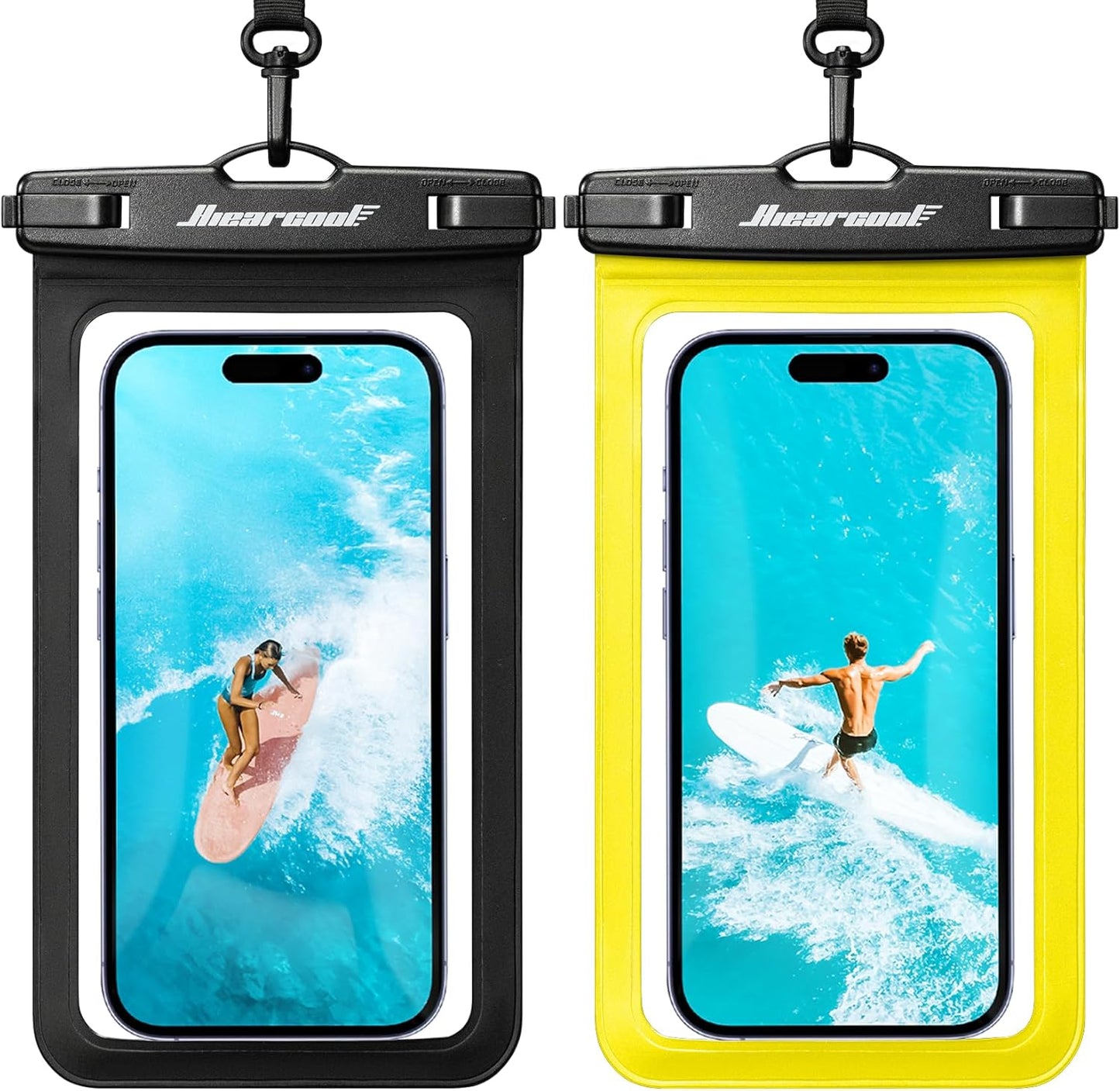 Waterproof Phone Pouch, Waterproof Phone Case, Black&Yellow 2Pack