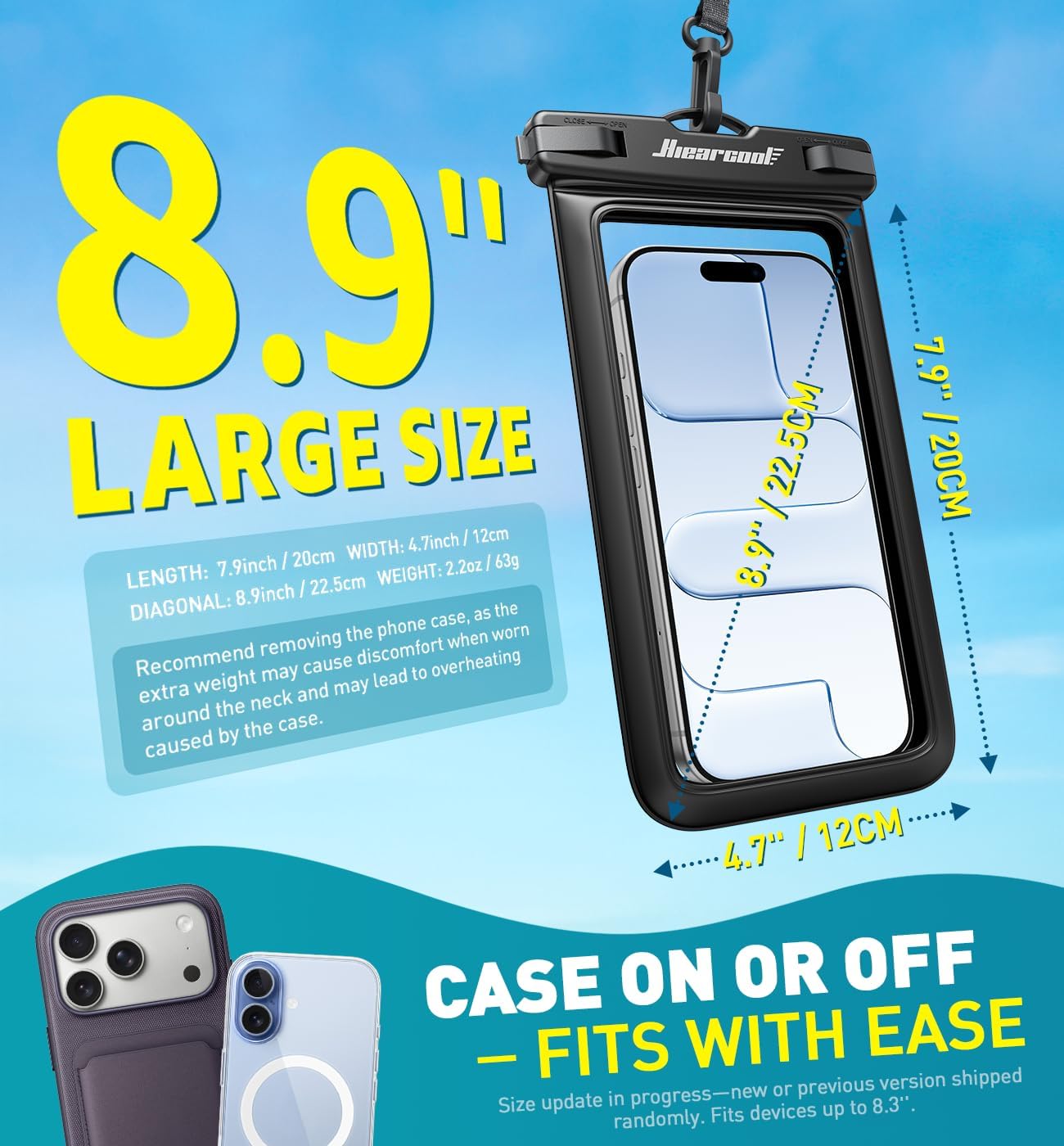 Waterproof Phone Pouch, Waterproof Phone Case, Black&Yellow 2Pack