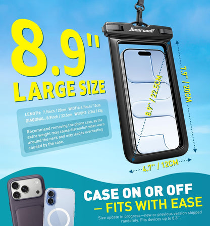 Waterproof Phone Pouch, Waterproof Phone Case, Black&Yellow 2Pack