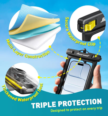 Waterproof Phone Pouch, Waterproof Phone Case, Black&Yellow 2Pack