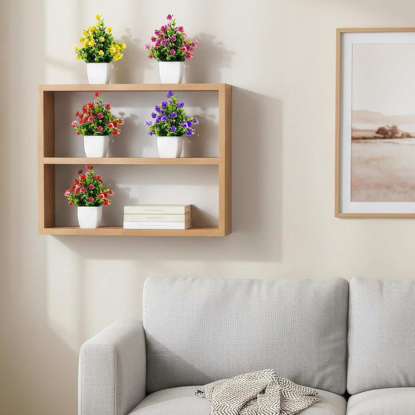 Fake Flowers 4 Packs Artificial Plants Indoor Mini Eucalyptus Flowers Decorations for Spring Desk Wedding Bathroom Office Home Room Table Decor Indoor Outdoor