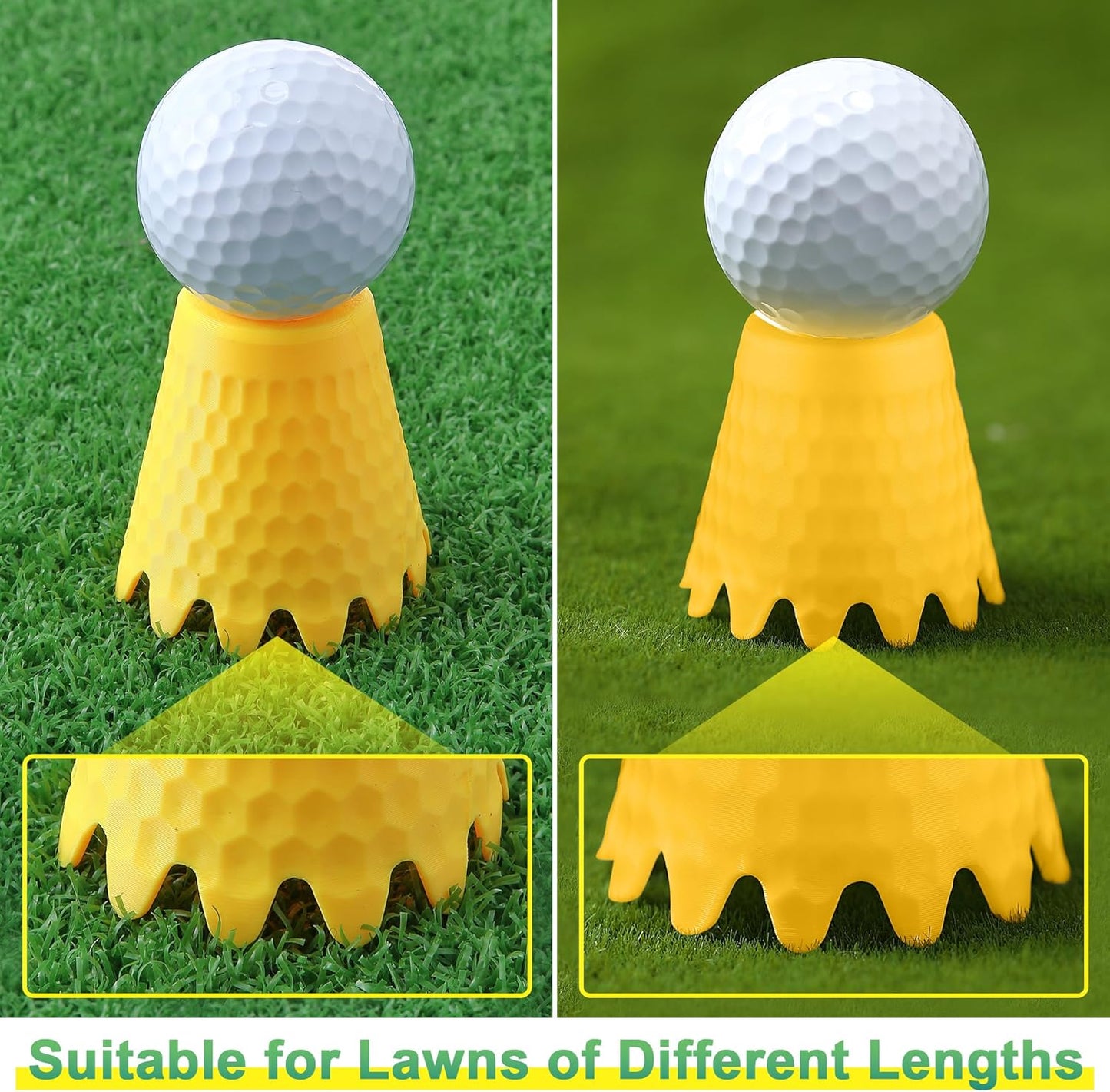 8 Pack ‌Simulator Golf Tees, Height from 1/4" to 2", 3D Printed | Suitable for Indoor, Outdoor, Winter, Golf Mats, Turf and Driving Range