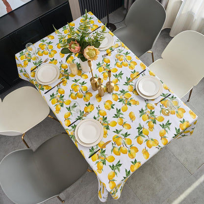 Vinyl Tablecloth with Flannel Backing - Waterproof, Oil-Proof, Easy to Clean -Plastic Table Cloth - Perfect for Dining Tables, Kitchen Tables, Parties (Lemon, 54×54 Inch Square)