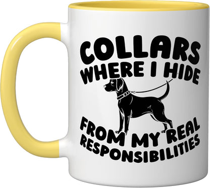Pet Care Exercise - Walking Dog Walker Ceramic Mug, Yellow/White