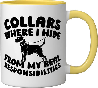 Pet Care Exercise - Walking Dog Walker Ceramic Mug, Yellow/White