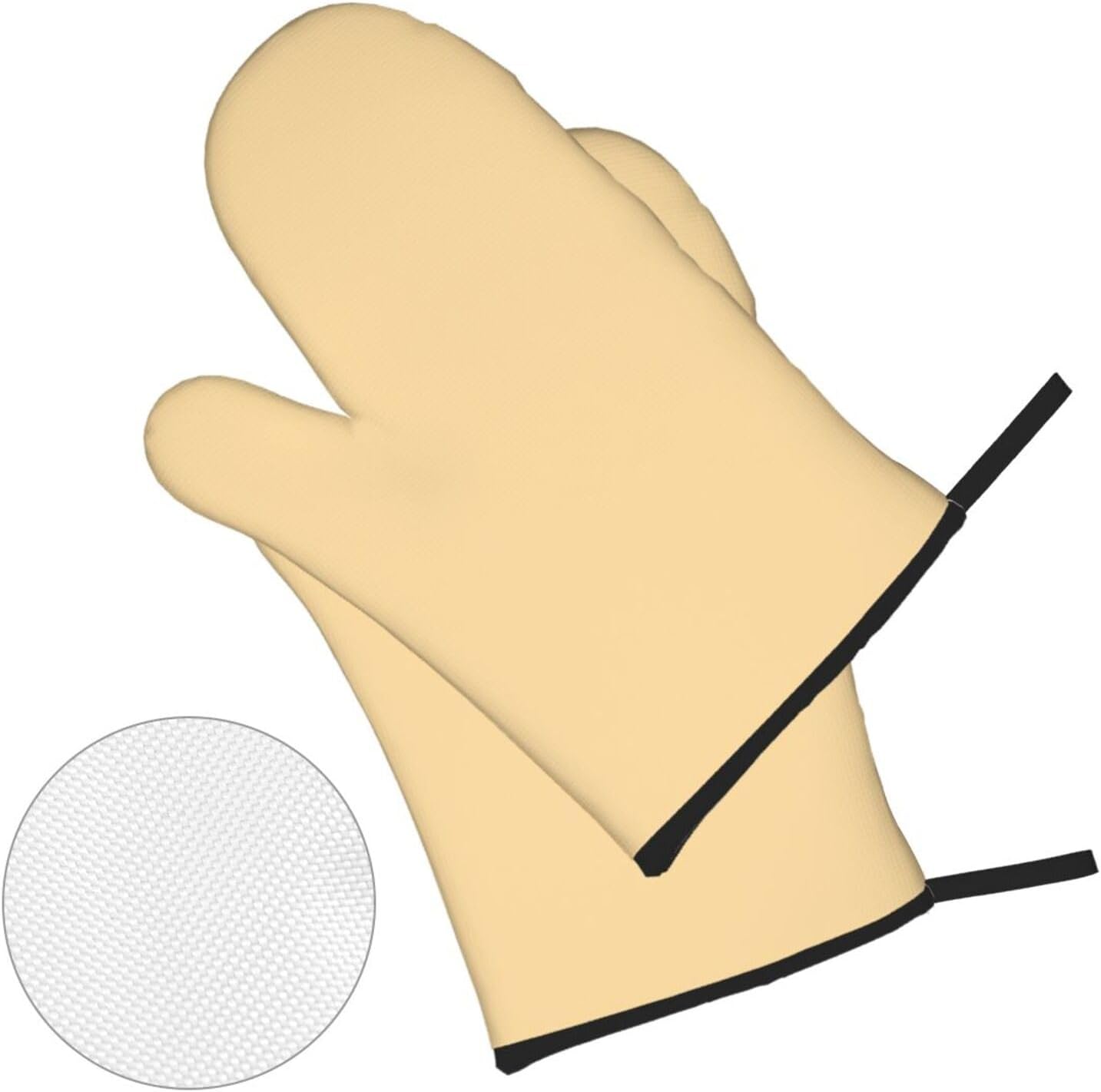 4 Pieces Oven Mitt and Pot Holder Sets, Light Yellow Solid Color Oven Mitts Set Heat Resistant Baking Gloves Kitchen Microwave for Cooking, BBQ