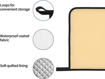 4 Pieces Oven Mitt and Pot Holder Sets, Light Yellow Solid Color Oven Mitts Set Heat Resistant Baking Gloves Kitchen Microwave for Cooking, BBQ