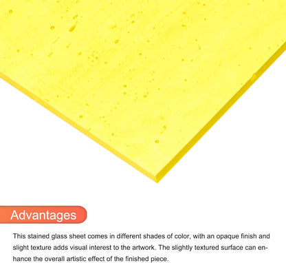 Stained Glass Sheet Mosaic Tile 5.9 Inch x 3.9 Inch Bright Yellow Stained Glass Sheets for Crafts DIY, Art Project