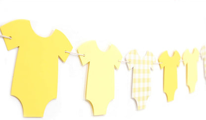 Yellow Baby Shower Bodysuit Banner,Yellow Gingham Bodysuit Gender Reveal | Baby Shower Decoration