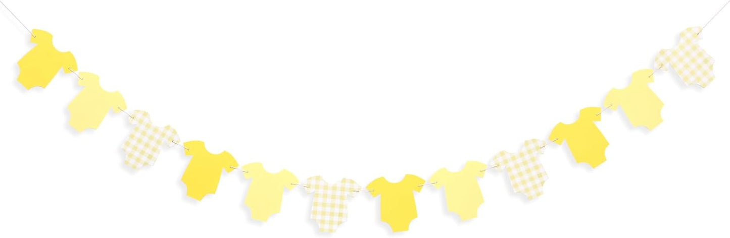 Yellow Baby Shower Bodysuit Banner,Yellow Gingham Bodysuit Gender Reveal | Baby Shower Decoration