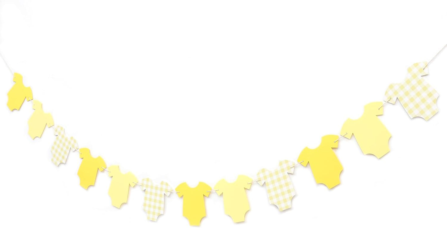 Yellow Baby Shower Bodysuit Banner,Yellow Gingham Bodysuit Gender Reveal | Baby Shower Decoration