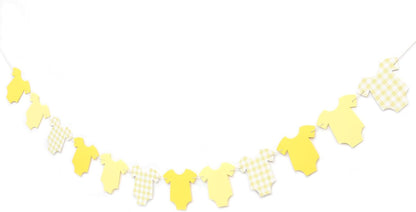 Yellow Baby Shower Bodysuit Banner,Yellow Gingham Bodysuit Gender Reveal | Baby Shower Decoration