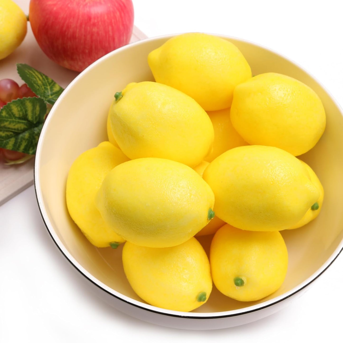 12PCS Artificial Lemons Fake Fruit Realistic Simulation Lemon Decor for Kitchen Counter Table Centerpiece, Thanksgiving Christmas Home Decoration, DIY Craft Filler for Glass Jar Vase