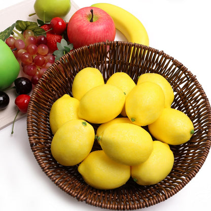 12PCS Artificial Lemons Fake Fruit Realistic Simulation Lemon Decor for Kitchen Counter Table Centerpiece, Thanksgiving Christmas Home Decoration, DIY Craft Filler for Glass Jar Vase