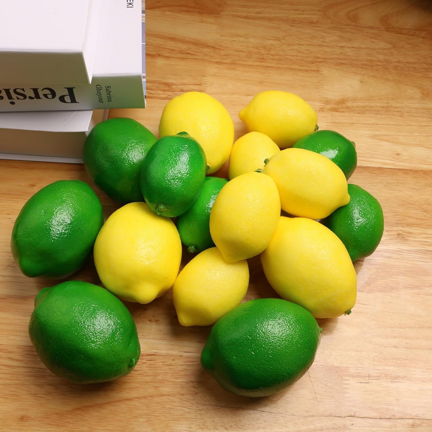 12PCS Artificial Lemons Fake Fruit Realistic Simulation Lemon Decor for Kitchen Counter Table Centerpiece, Thanksgiving Christmas Home Decoration, DIY Craft Filler for Glass Jar Vase