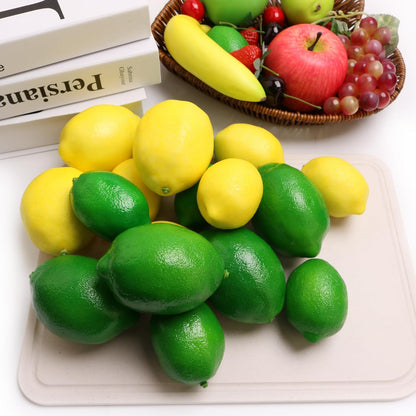 12PCS Artificial Lemons Fake Fruit Realistic Simulation Lemon Decor for Kitchen Counter Table Centerpiece, Thanksgiving Christmas Home Decoration, DIY Craft Filler for Glass Jar Vase