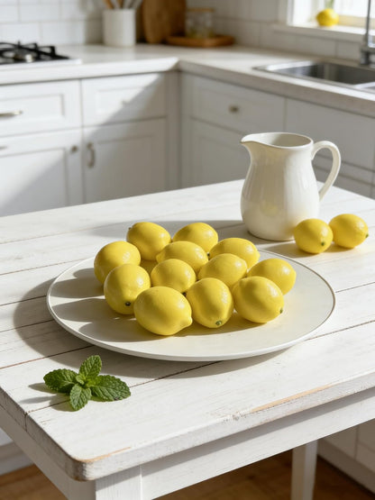 12PCS Artificial Lemons Fake Fruit Realistic Simulation Lemon Decor for Kitchen Counter Table Centerpiece, Thanksgiving Christmas Home Decoration, DIY Craft Filler for Glass Jar Vase