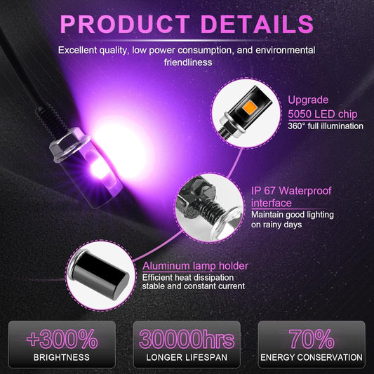 Super Bright License Plate Light, 12V License Tag Screw Bolt Accessories, Waterproof Black Aluminium Light Holder, Legal for Car Motorcycle Truck RV ATV Bike, Purple(2PCS)