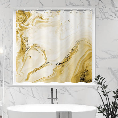 Yellow Shower Window Curtains, Modern Abstract Marble Bathroom Window Curtain Small Short Bathroom Window Curtain Waterproof Machine Washable 8 PCS Hooks,40" Wx36 L