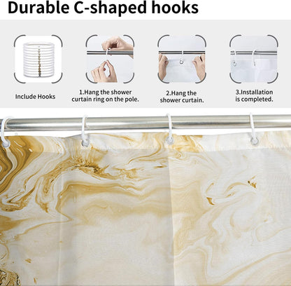 Yellow Shower Window Curtains, Modern Abstract Marble Bathroom Window Curtain Small Short Bathroom Window Curtain Waterproof Machine Washable 8 PCS Hooks,40" Wx36 L