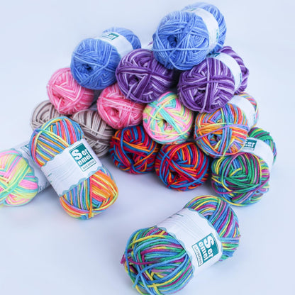 2 Pcs （2 * 48g/2 * 142yards） Crochet/Knitting Rainbow Yarn,Multicolor Variegated 100% Acrylic Yarn,Crochet Yarn for Beginners,Soft Yarn for Crocheting Blanket and Handicraft Project (Blue red Yellow)