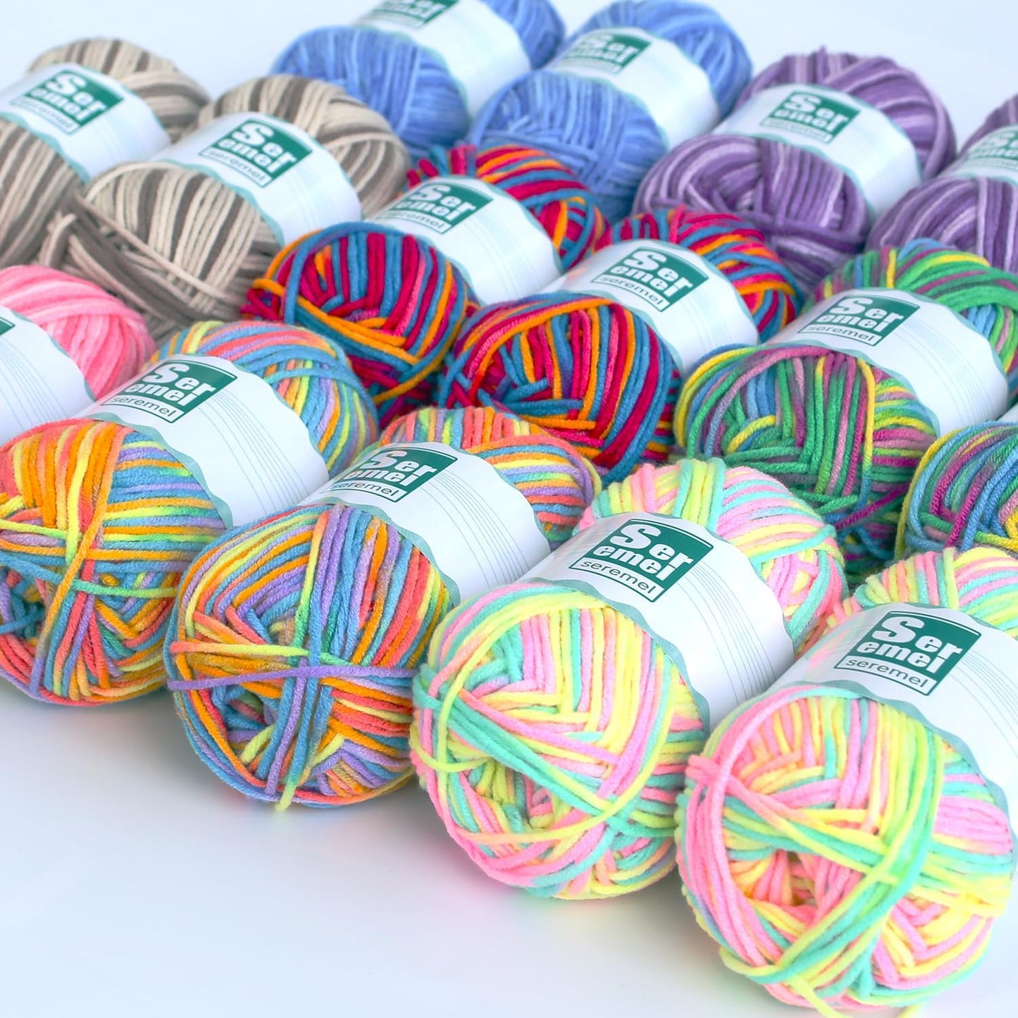 2 Pcs （2 * 48g/2 * 142yards） Crochet/Knitting Rainbow Yarn,Multicolor Variegated 100% Acrylic Yarn,Crochet Yarn for Beginners,Soft Yarn for Crocheting Blanket and Handicraft Project (Blue red Yellow)