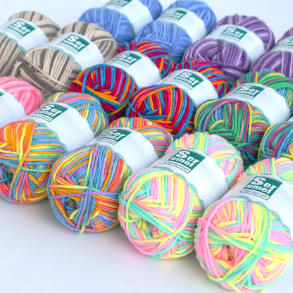 2 Pcs （2 * 48g/2 * 142yards） Crochet/Knitting Rainbow Yarn,Multicolor Variegated 100% Acrylic Yarn,Crochet Yarn for Beginners,Soft Yarn for Crocheting Blanket and Handicraft Project (Blue red Yellow)