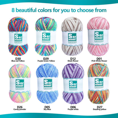 2 Pcs （2 * 48g/2 * 142yards） Crochet/Knitting Rainbow Yarn,Multicolor Variegated 100% Acrylic Yarn,Crochet Yarn for Beginners,Soft Yarn for Crocheting Blanket and Handicraft Project (Blue red Yellow)