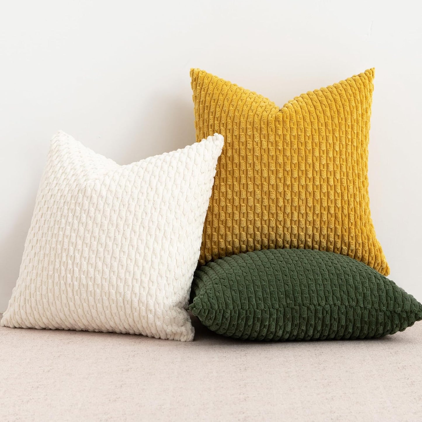 UGASA Fall Soft Corduroy Decorative Pillow Cover 12x20 Inch Boho Striped Oblong Throw Pillow Cover Rectangle Lumbar Modern Home Decor for Sofa Living Room Couch Bed Mustard Yellow 1 Piece