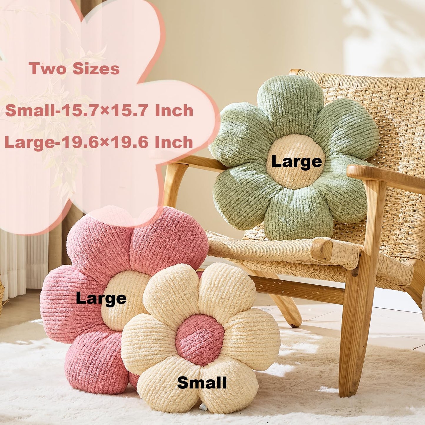 XIAIJIA Daisy Decorative Pillow - Cute Yellow Flower Cushion, 15.7"