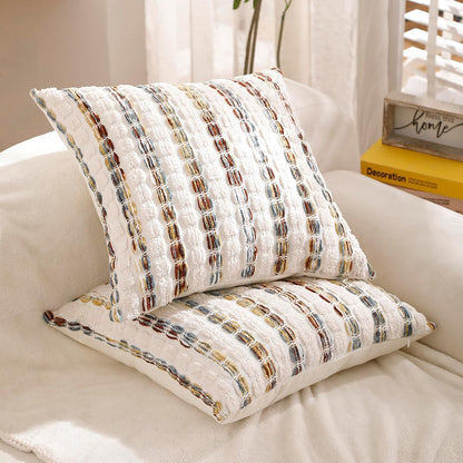 Pillow Covers 20x20 Set of 2 Yellow Striped Throw Pillow Covers Chenille Decorative Pillows Square Cushion Cover for Sofa Couch Bed Living Room Winter Decoratives.