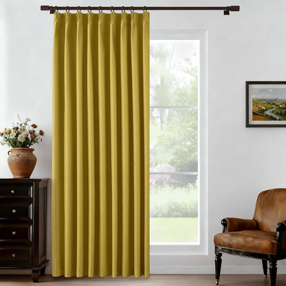 Gold Yellow Pinch Pleated Curtains 84 Inch Length Full Blackout Linen Blend Window Curtains for Living Room Bedroom Thermal Insulated Room Darkening Drapes 1 Panel 60"x84"