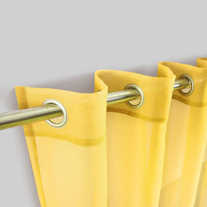 KOUFALL Yellow Sheer Curtains 84 Inches Long for Living Room, Summer Decor Grommet Ombre Printed Pattern Curtains for Bedroom Dining Room 84 Inch Length 2 Panels Set, Yellow and Grey